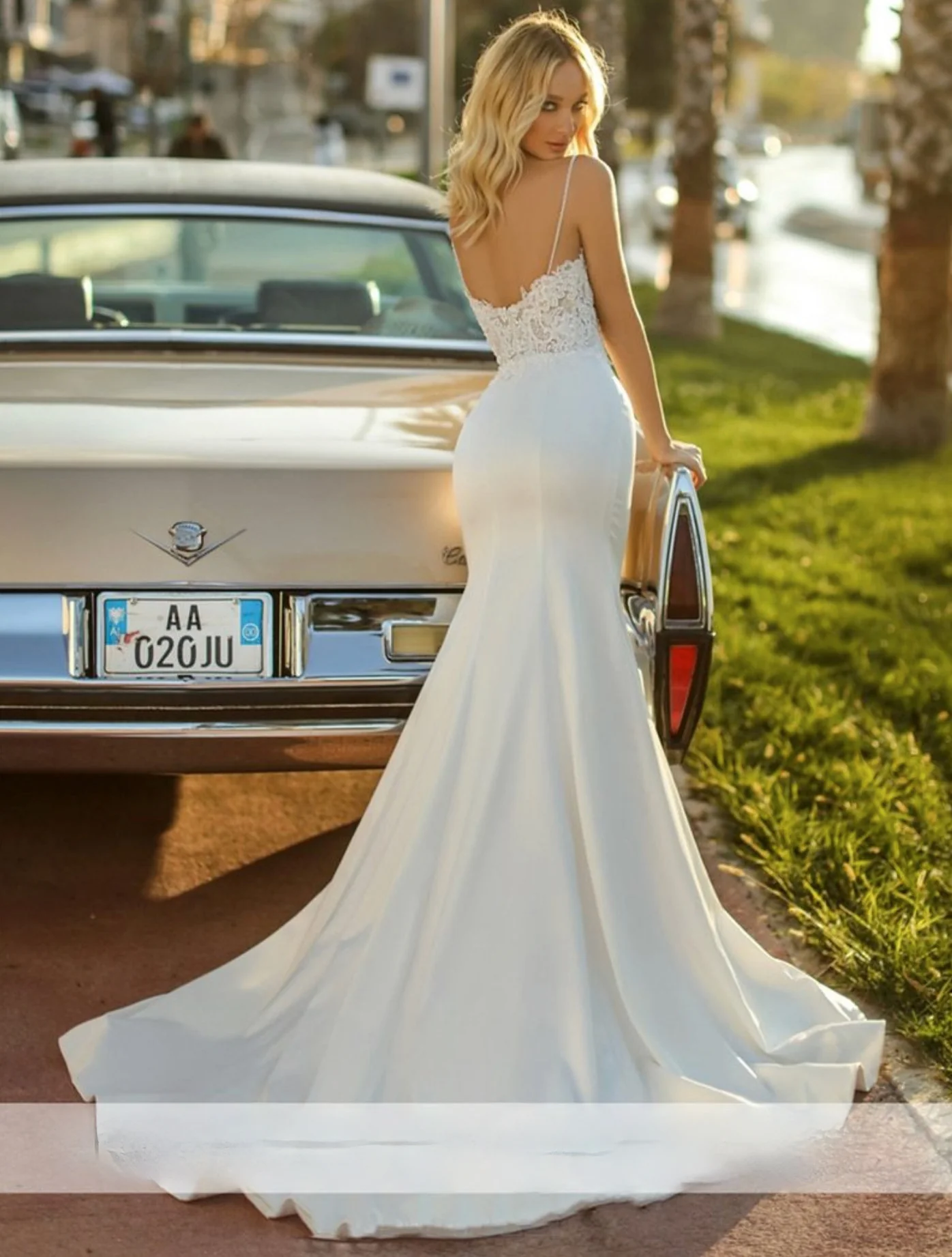 Boho Lace Wedding Dress Beach Bridal Mermaid Bridal Gown - Image 3