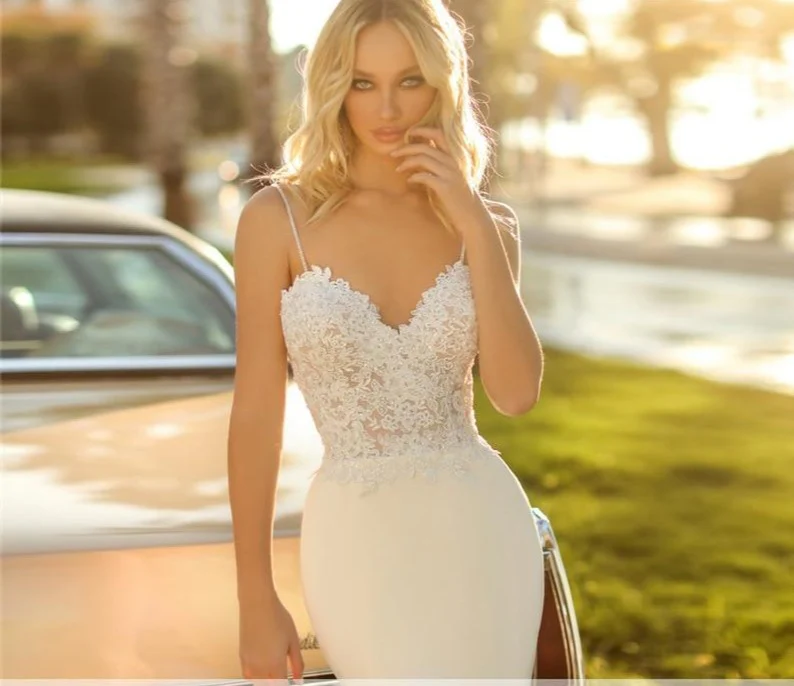 Boho Lace Wedding Dress Beach Bridal Mermaid Bridal Gown - Image 4