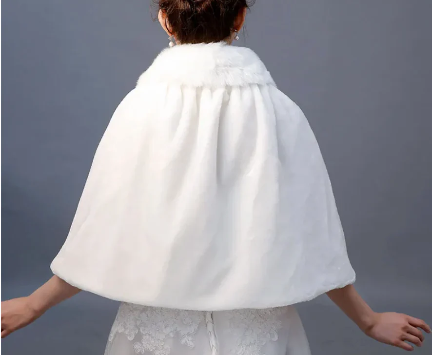 Bridal Faux Fur Wrap Elbow Length Wedding Accessory - Image 3