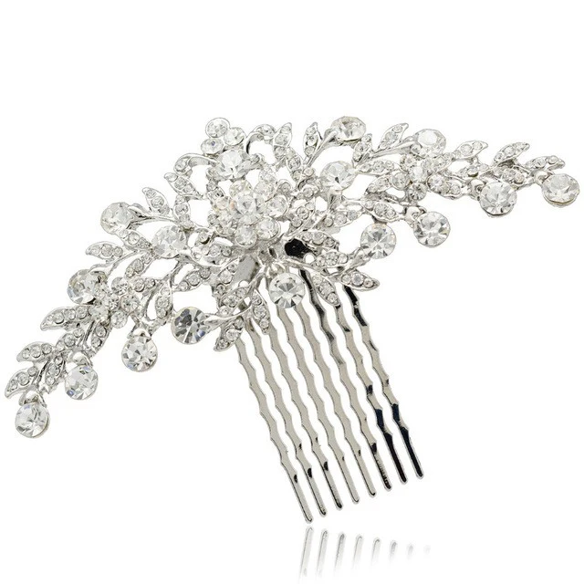 Bridal Hair Comb Crystal Rhinestone Floral Hair Comb Wedding Accessory - Image 3
