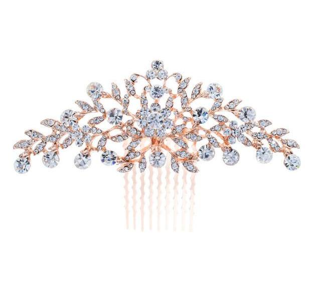 Bridal Hair Comb Crystal Rhinestone Floral Hair Comb Wedding Accessory - Image 4