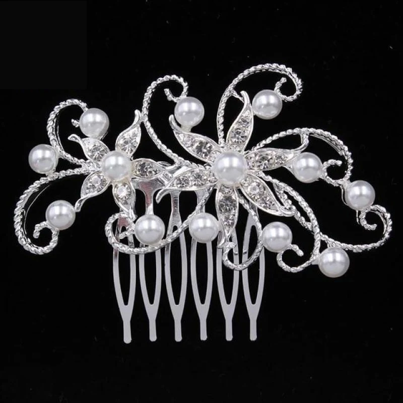 Bridal Hair Comb Pearl Crystal Metal Wedding Hair Accessory - Image 13
