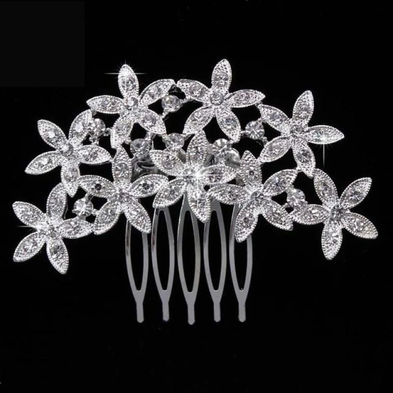 Bridal Hair Comb Pearl Crystal Metal Wedding Hair Accessory - Image 14