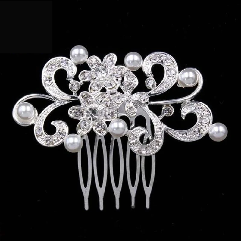 Bridal Hair Comb Pearl Crystal Metal Wedding Hair Accessory - Image 16