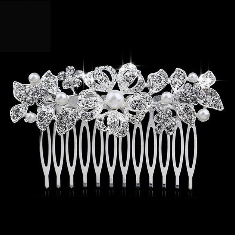 Bridal Hair Comb Pearl Crystal Metal Wedding Hair Accessory - Image 17