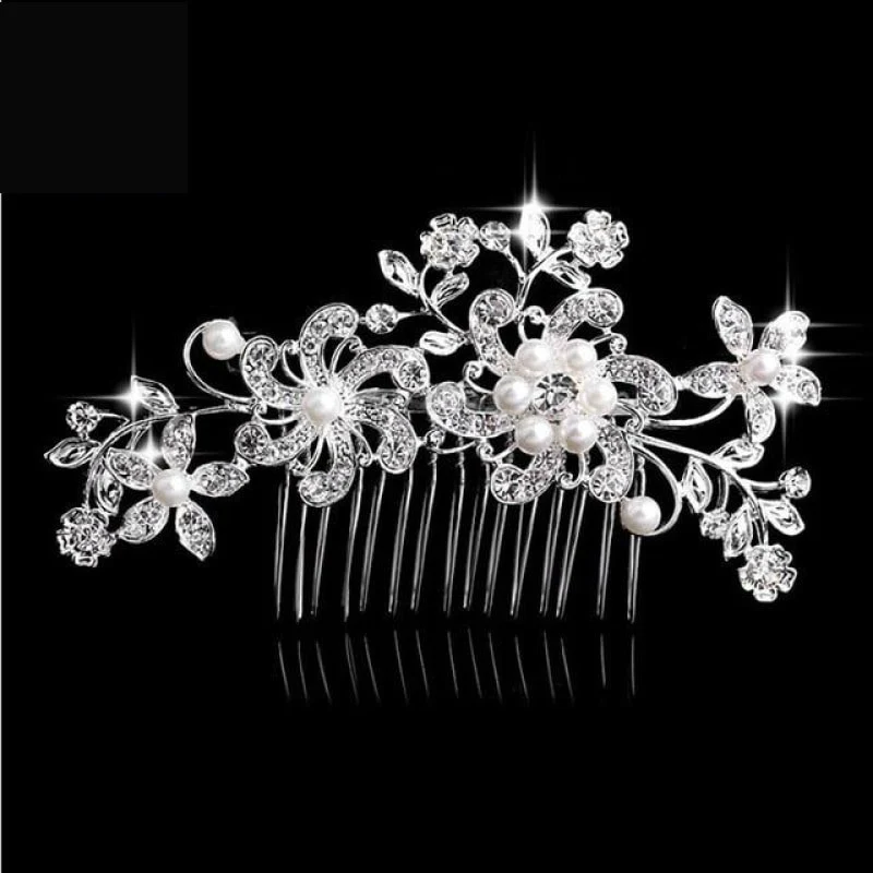 Bridal Hair Comb Pearl Crystal Metal Wedding Hair Accessory - Image 18
