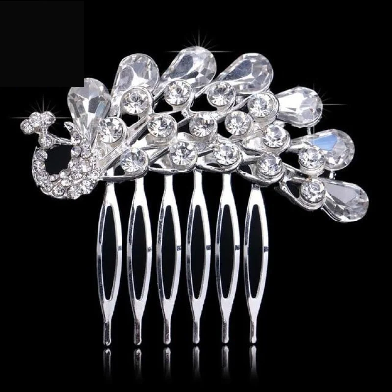 Bridal Hair Comb Pearl Crystal Metal Wedding Hair Accessory - Image 19