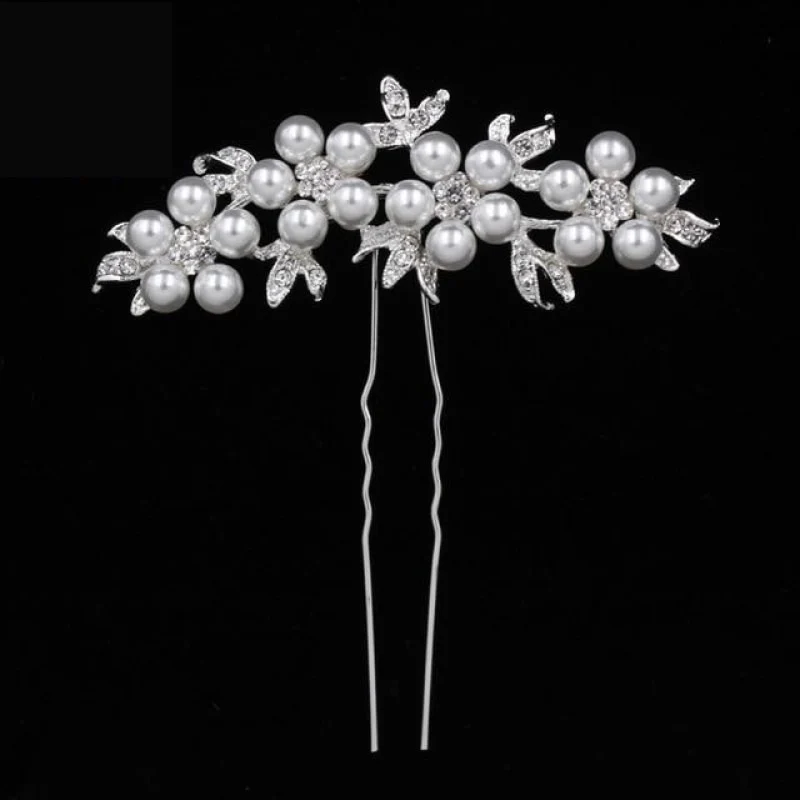 Bridal Hair Comb Pearl Crystal Metal Wedding Hair Accessory - Image 3