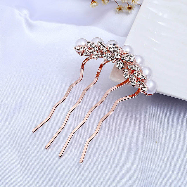 Bridal Hair Comb Rose Gold Crystal Metal Wedding Hair Accessory - Image 3