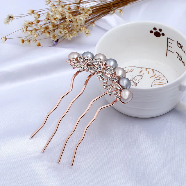 Bridal Hair Comb Rose Gold Crystal Metal Wedding Hair Accessory - Image 4