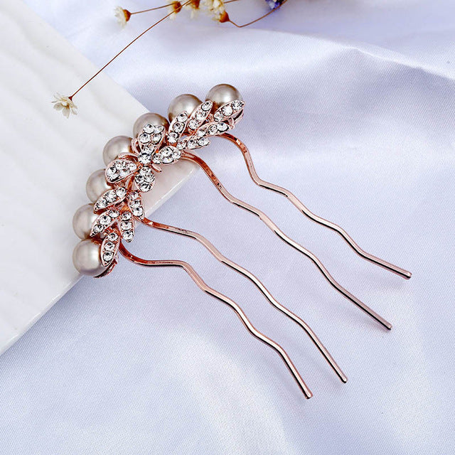 Bridal Hair Comb Rose Gold Crystal Metal Wedding Hair Accessory - Image 5