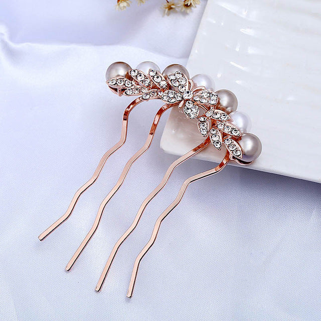 Bridal Hair Comb Rose Gold Crystal Metal Wedding Hair Accessory - Image 6