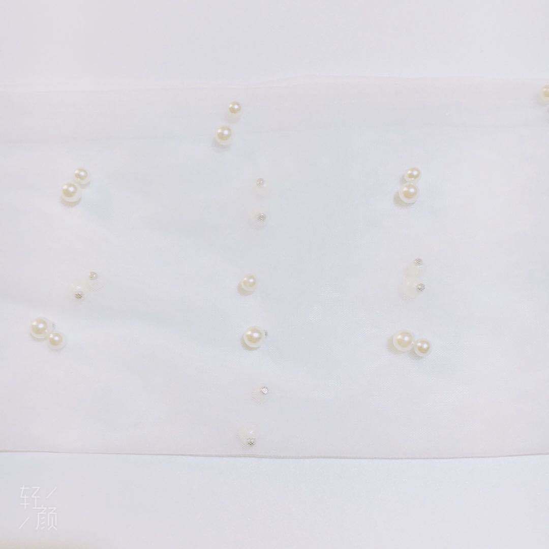 Bridal Wedding Dress Pearl Mesh Gloves White Yarn - Image 3