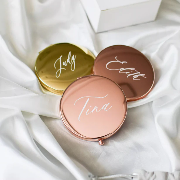 Customized Name Gift Bridesmaid Companion Hand Gift Makeup Mirror - Image 3
