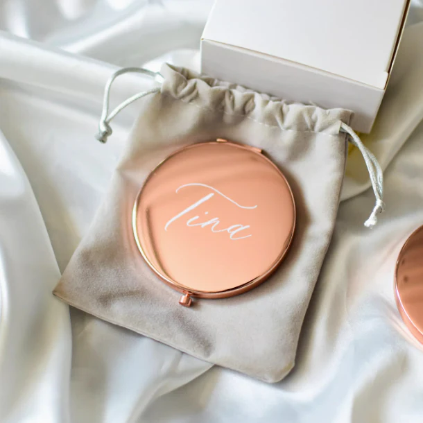 Customized Name Gift Bridesmaid Companion Hand Gift Makeup Mirror - Image 5