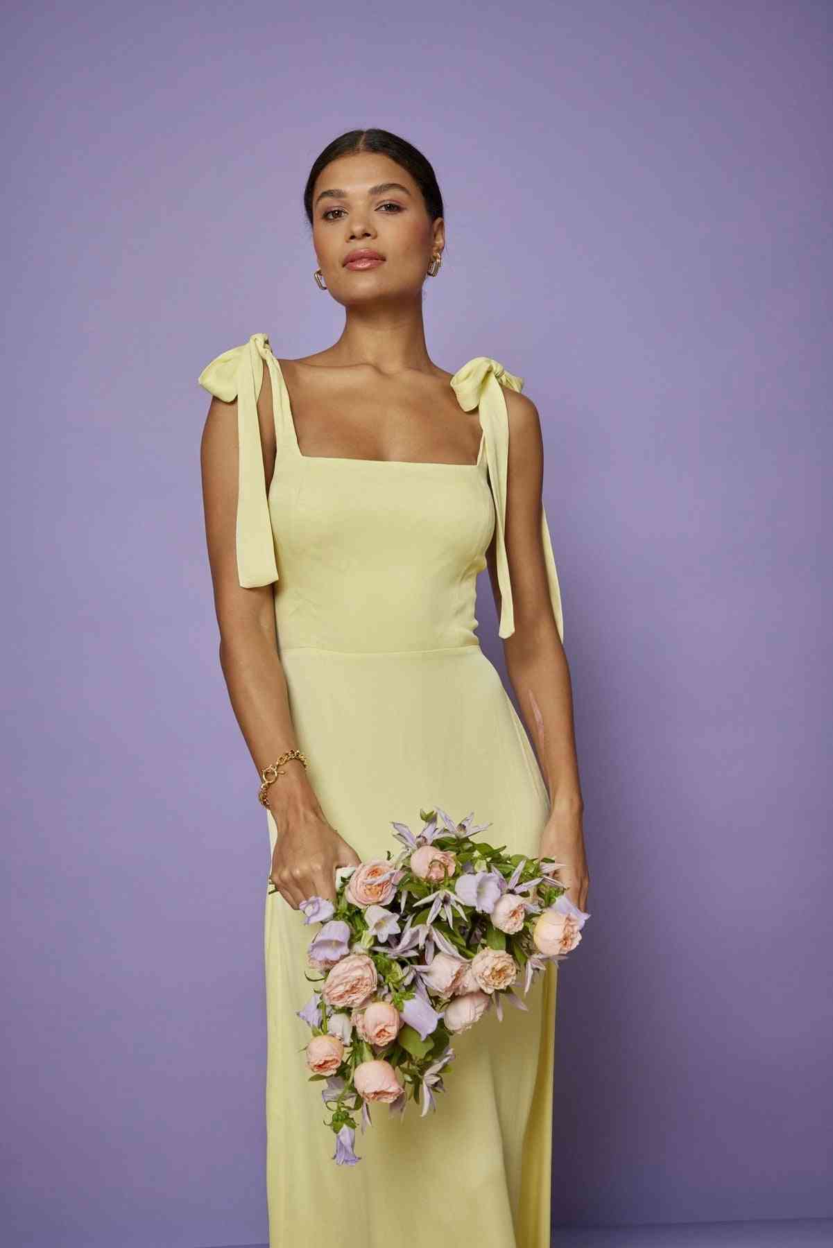 Fashion Plus Size Satin Bridesmaid Dress - Image 8