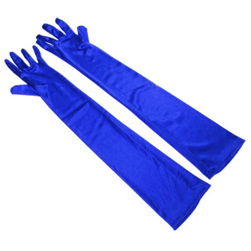 Long Satin Elastic Etiquette Gloves Full Finger Driving Glove - Image 10