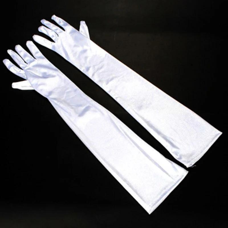 Long Satin Elastic Etiquette Gloves Full Finger Driving Glove - Image 11