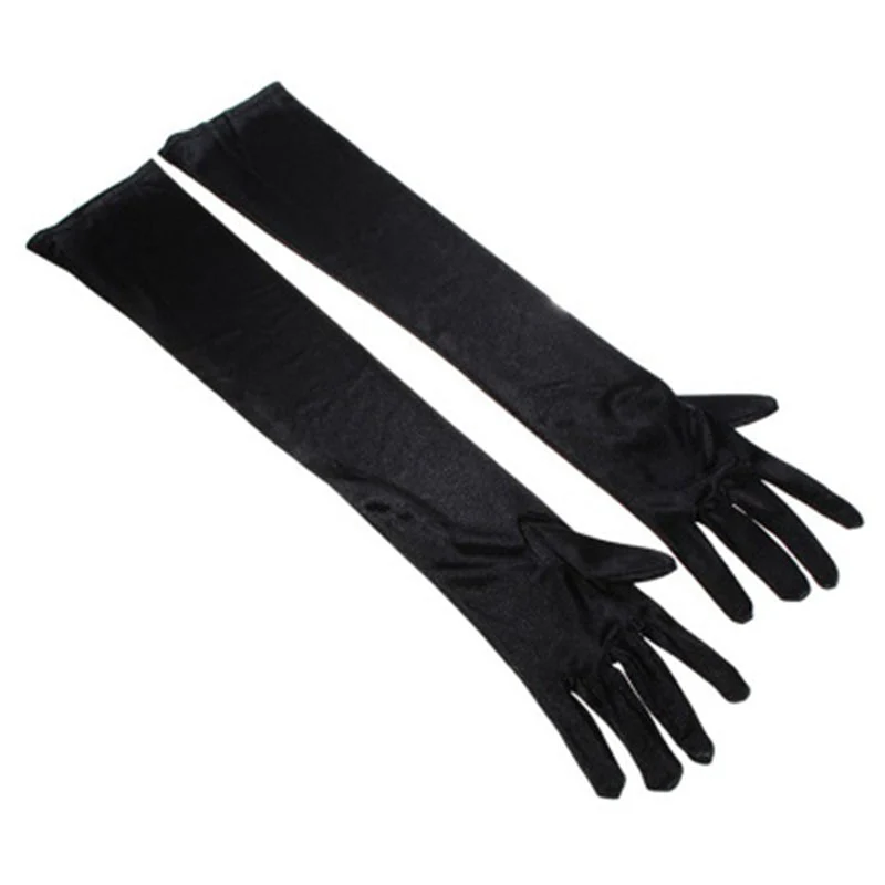 Long Satin Elastic Etiquette Gloves Full Finger Driving Glove - Image 12