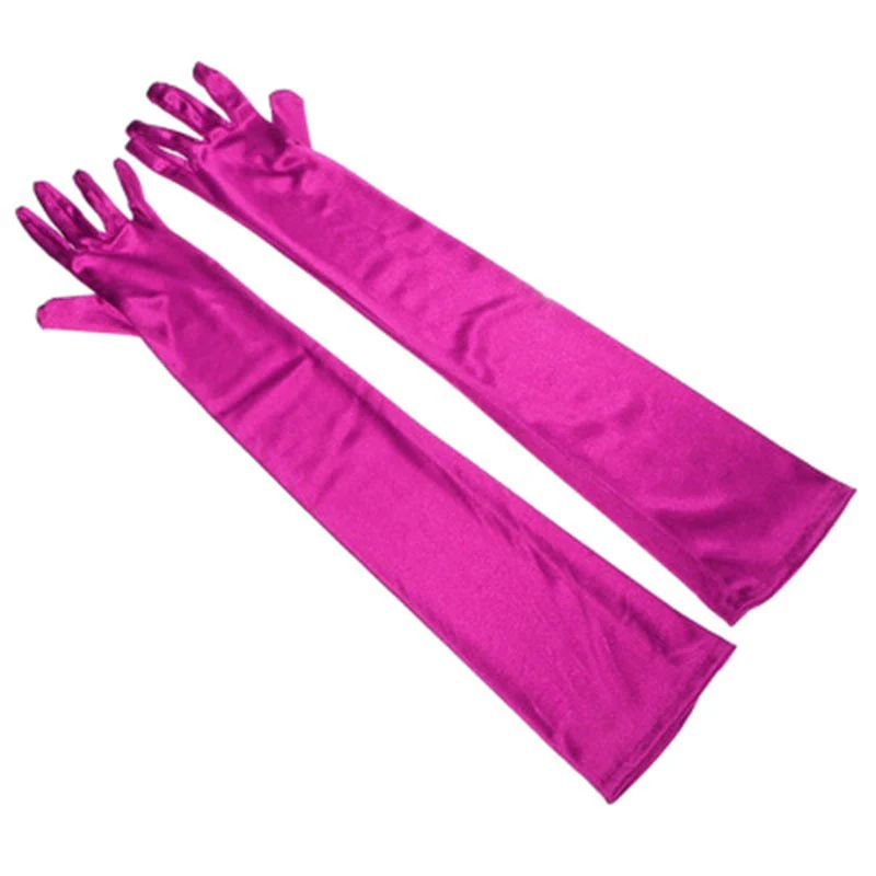 Long Satin Elastic Etiquette Gloves Full Finger Driving Glove - Image 21