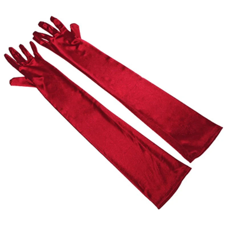 Long Satin Elastic Etiquette Gloves Full Finger Driving Glove - Image 25