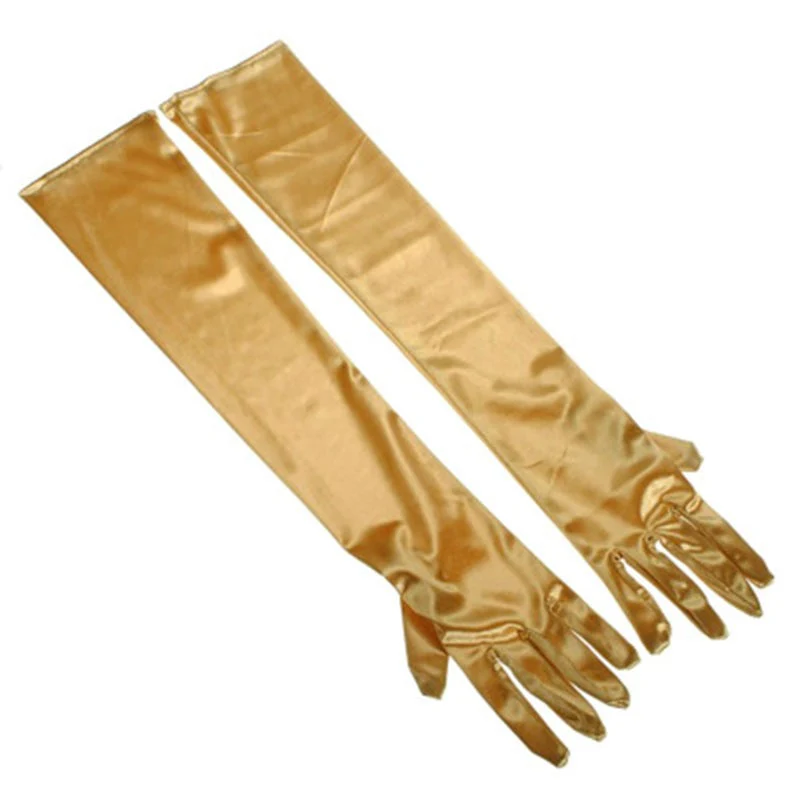 Long Satin Elastic Etiquette Gloves Full Finger Driving Glove - Image 33