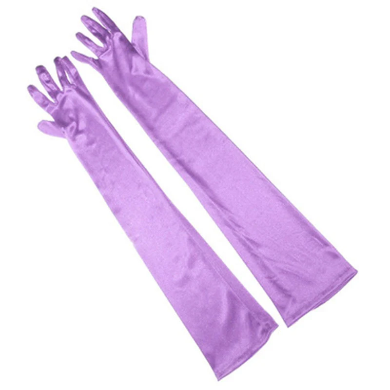 Long Satin Elastic Etiquette Gloves Full Finger Driving Glove - Image 35