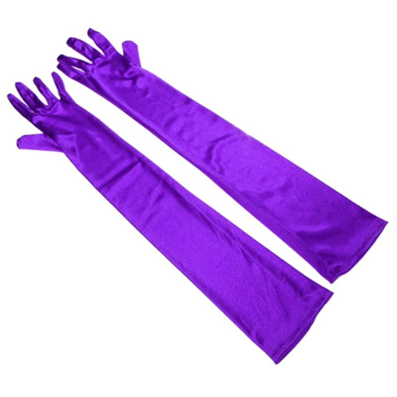 Long Satin Elastic Etiquette Gloves Full Finger Driving Glove - Image 38