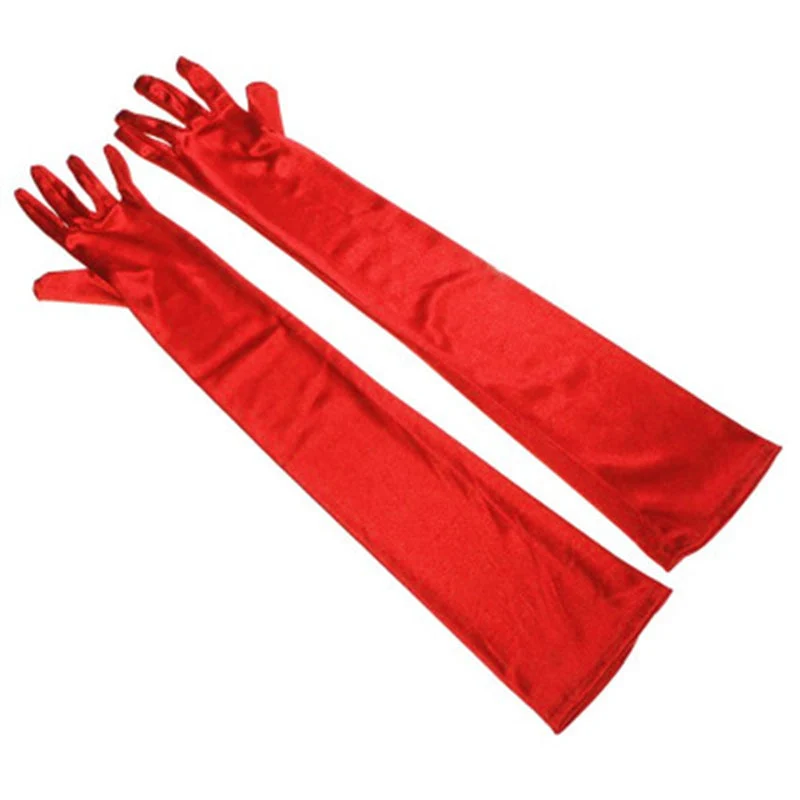 Long Satin Elastic Etiquette Gloves Full Finger Driving Glove - Image 39