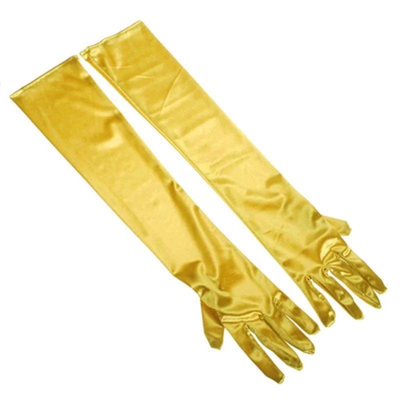 Long Satin Elastic Etiquette Gloves Full Finger Driving Glove - Image 6