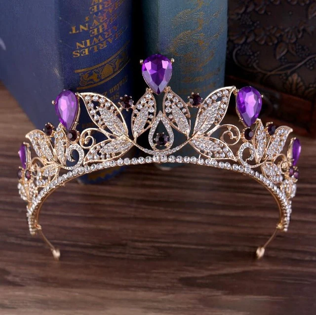 Metal Leaf Crystal Wedding Tiara Bridal Crown Hair Accessory - Image 4
