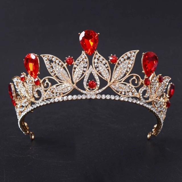 Metal Leaf Crystal Wedding Tiara Bridal Crown Hair Accessory - Image 5