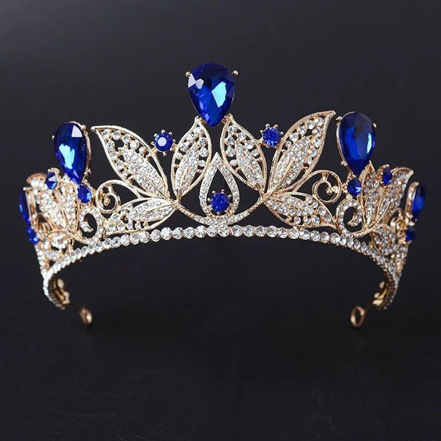 Metal Leaf Crystal Wedding Tiara Bridal Crown Hair Accessory - Image 7
