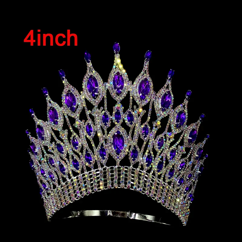Four Inch Pageant Crown Crystal Rhinestone Tiara Accessory - Image 8