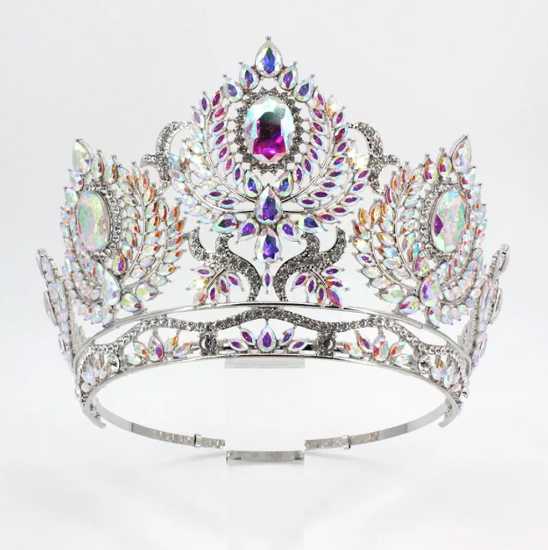 Pageant Tiara European Crystal Round Crown Hair Accessory - Image 14