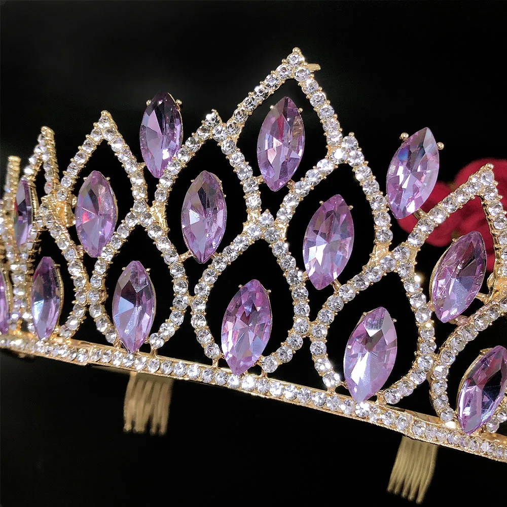 Quinceanera Tiara Crystal Rhinestone Crown Princess Hair Accessory - Image 4