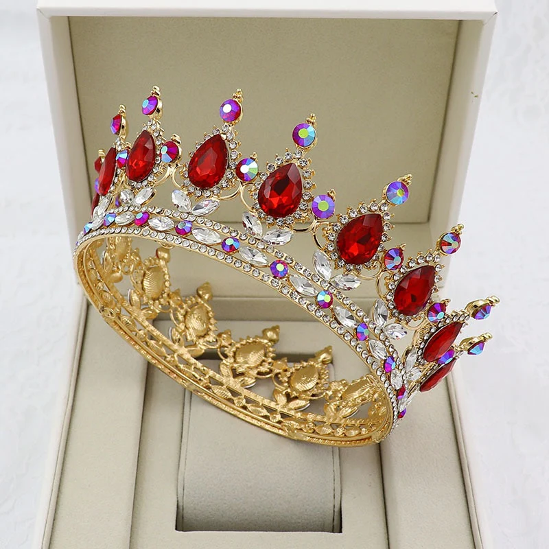 Round Crown Vintage Crystal Royal Queen King Hair Accessories - Image 10