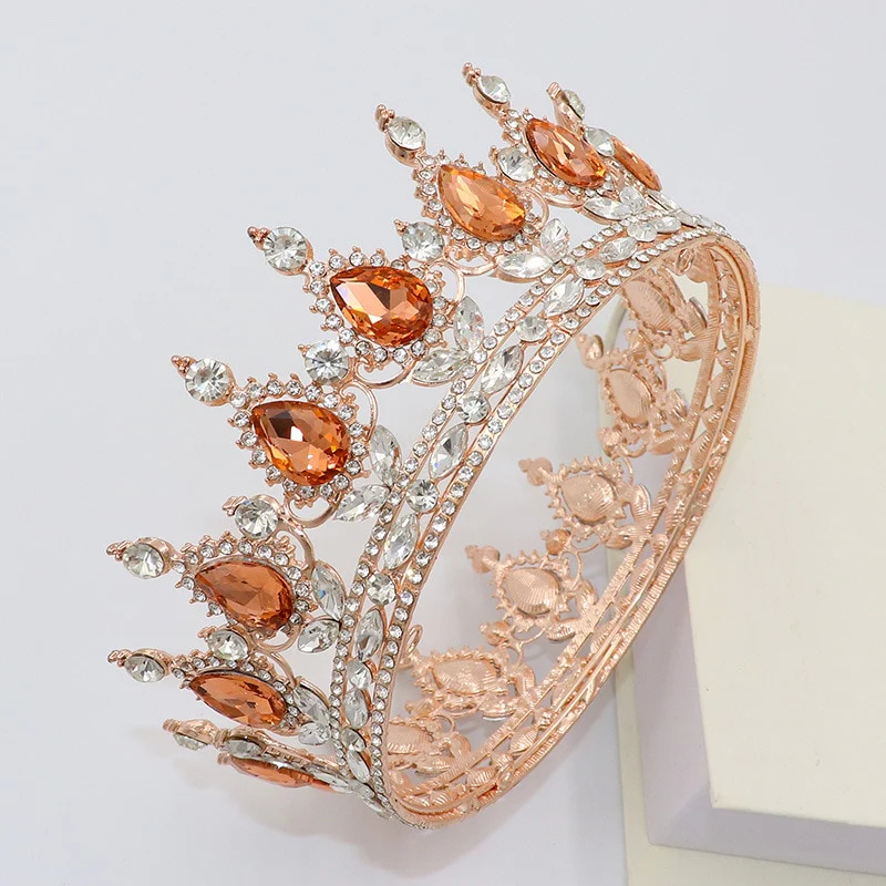 Round Crown Vintage Crystal Royal Queen King Hair Accessories - Image 11