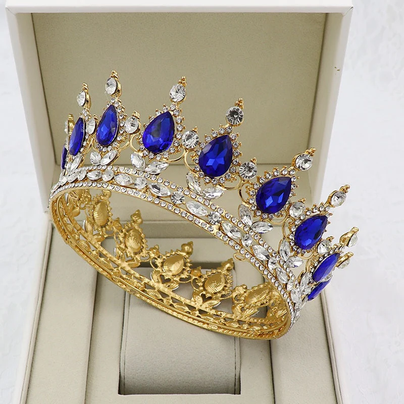 Round Crown Vintage Crystal Royal Queen King Hair Accessories - Image 13