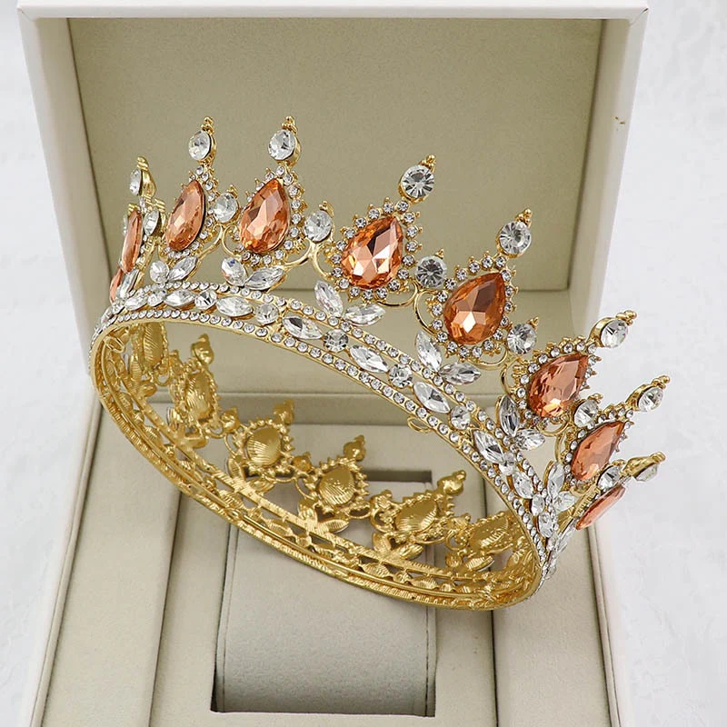 Round Crown Vintage Crystal Royal Queen King Hair Accessories - Image 17
