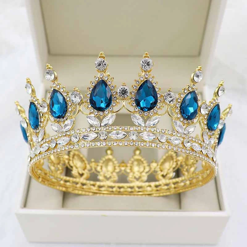 Round Crown Vintage Crystal Royal Queen King Hair Accessories - Image 7