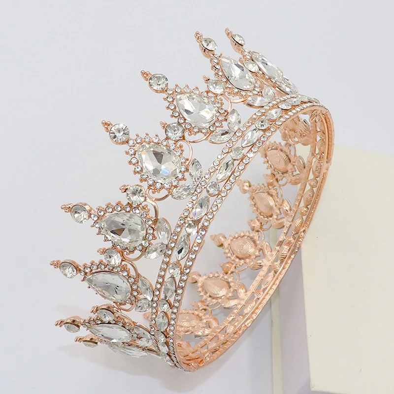 Round Crown Vintage Crystal Royal Queen King Hair Accessories - Image 9