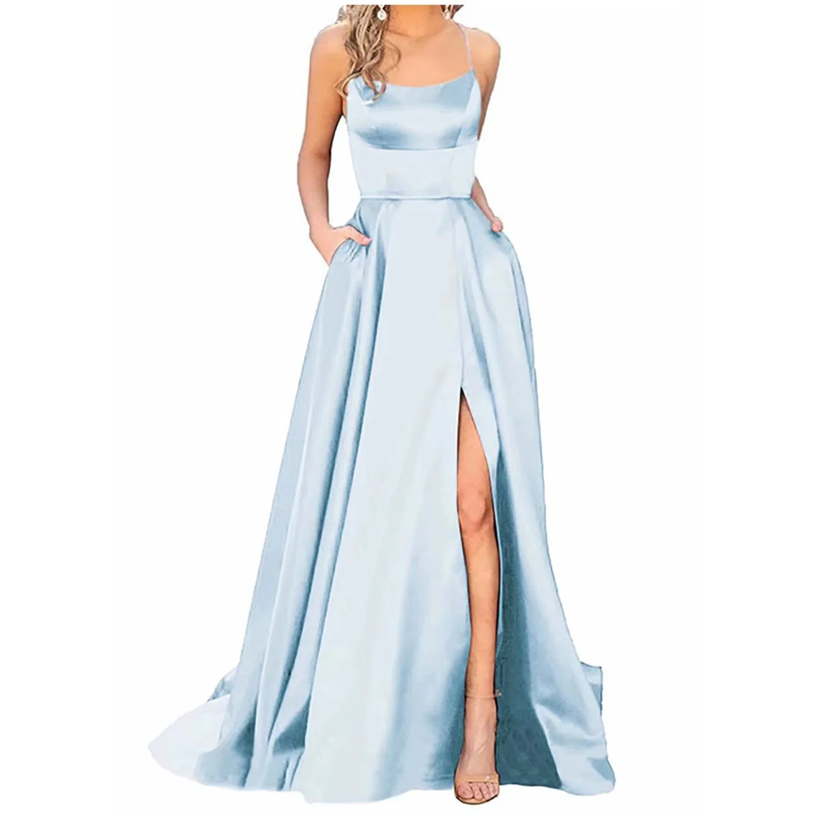 Solid Color Long Slimming Fashion Bridesmaid Dress - Image 13