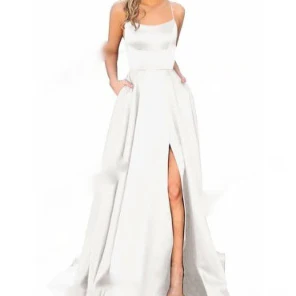 Solid Color Long Slimming Fashion Bridesmaid Dress - Image 20