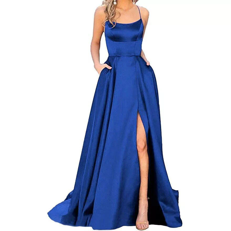 Solid Color Long Slimming Fashion Bridesmaid Dress - Image 5