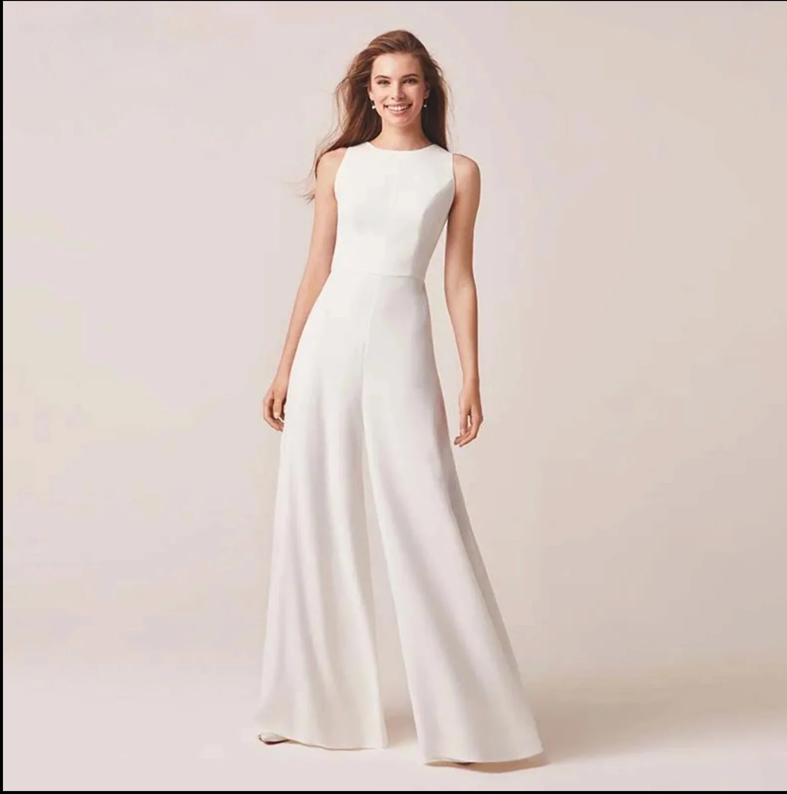 Wedding Jumpsuit Boho Wide Leg Bridal Pants Suit - Image 3