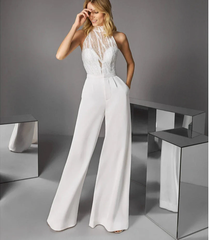 Wedding Jumpsuit Satin Bridal Pants Suit - Image 3