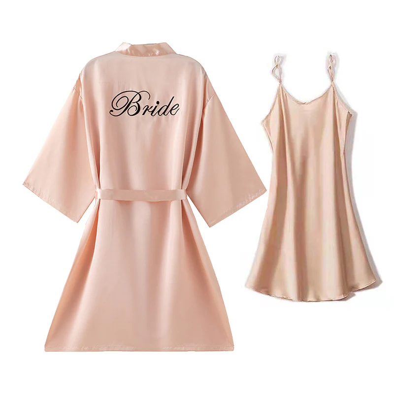 Wedding Morning Gown Bride Nightgown Two Pieces - Image 3