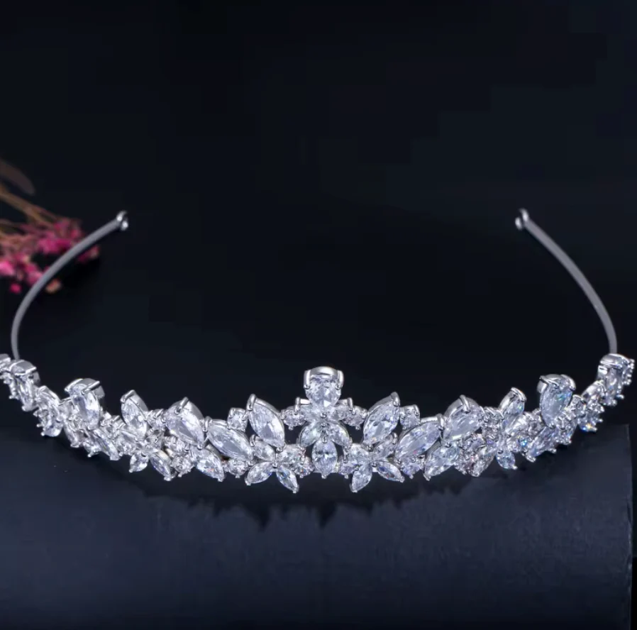 Wedding Tiara Cubic Zirconia Crystal Bridal Crown Hair Accessory - Image 4