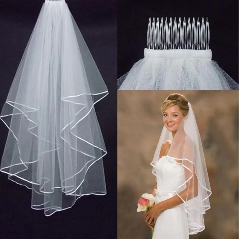 Wedding Veil 2 Layer Elbow Length Bridal Accessory - Image 6